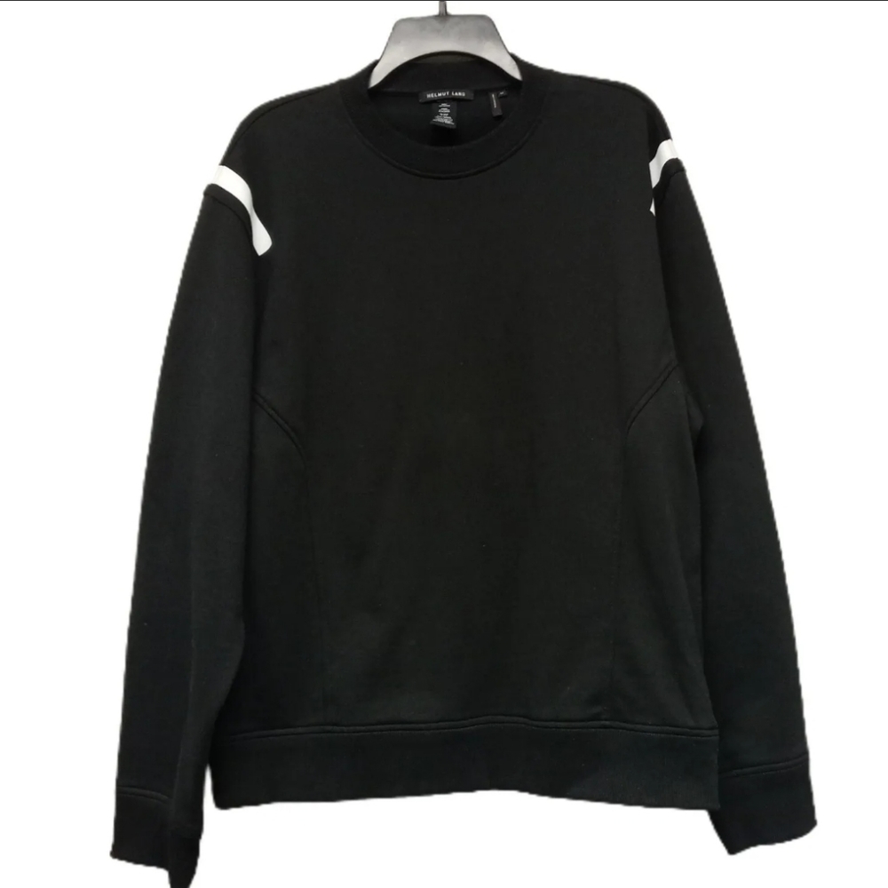 Helmut Lang Unisex Sweatshirt Sweater Size Med Black Label White Stripe Pullover